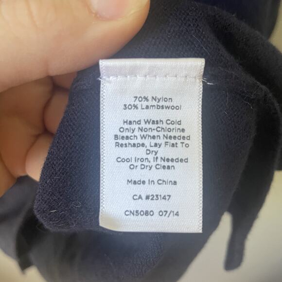 Talbots Sweater Womens Size Medium Navy Lambs Wool Blend Pullover Joyful‎ - Picture 4 of 5